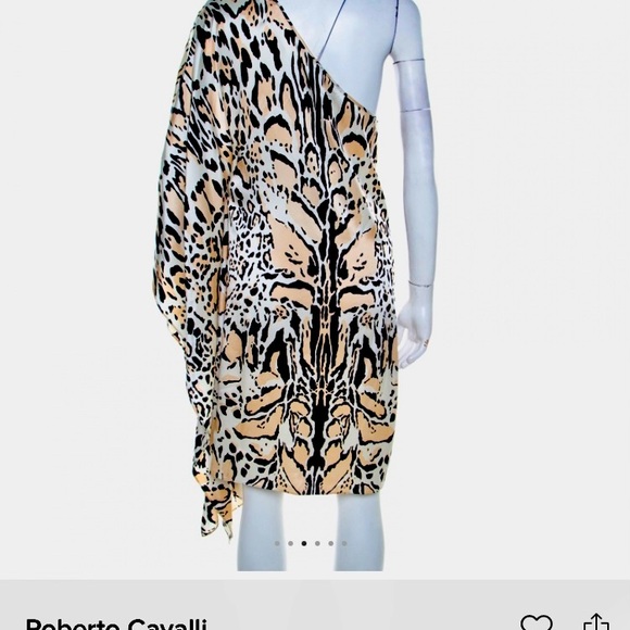Roberto Cavalli Multicolor Silk Animal Print One Shoulder Asymmetrical Dress - Picture 3 of 10